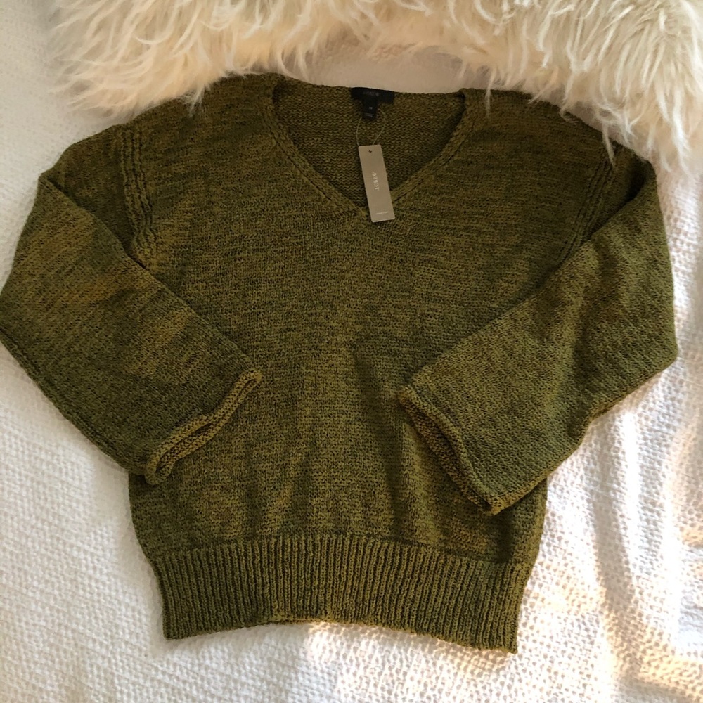 JCREW GREEN V NECK SWEATER